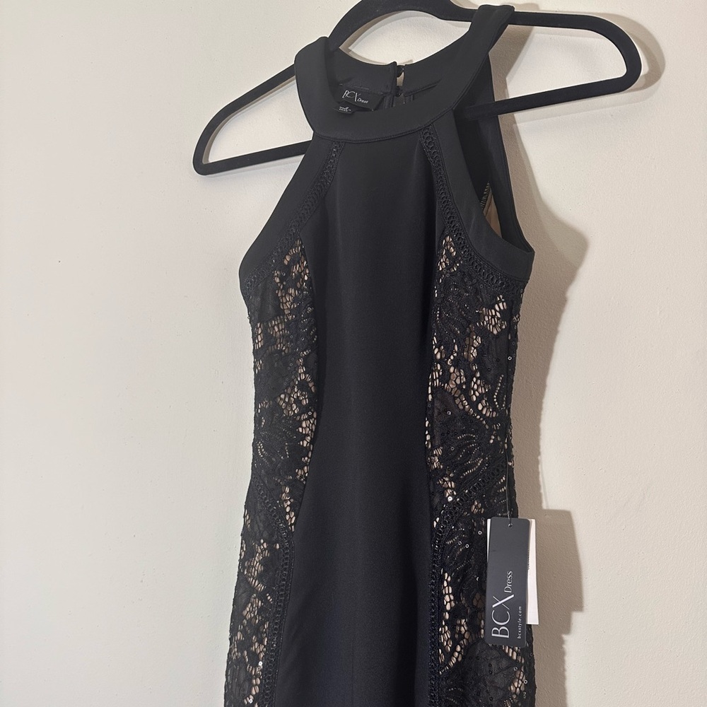 BCX Lace Sequin bodycon evening cocktail dress black size 0 NWT - Picture 8 of 15